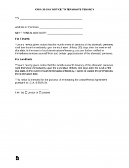 Free Iowa Lease Termination Letter Form | 30-Day Notice - PDF ...