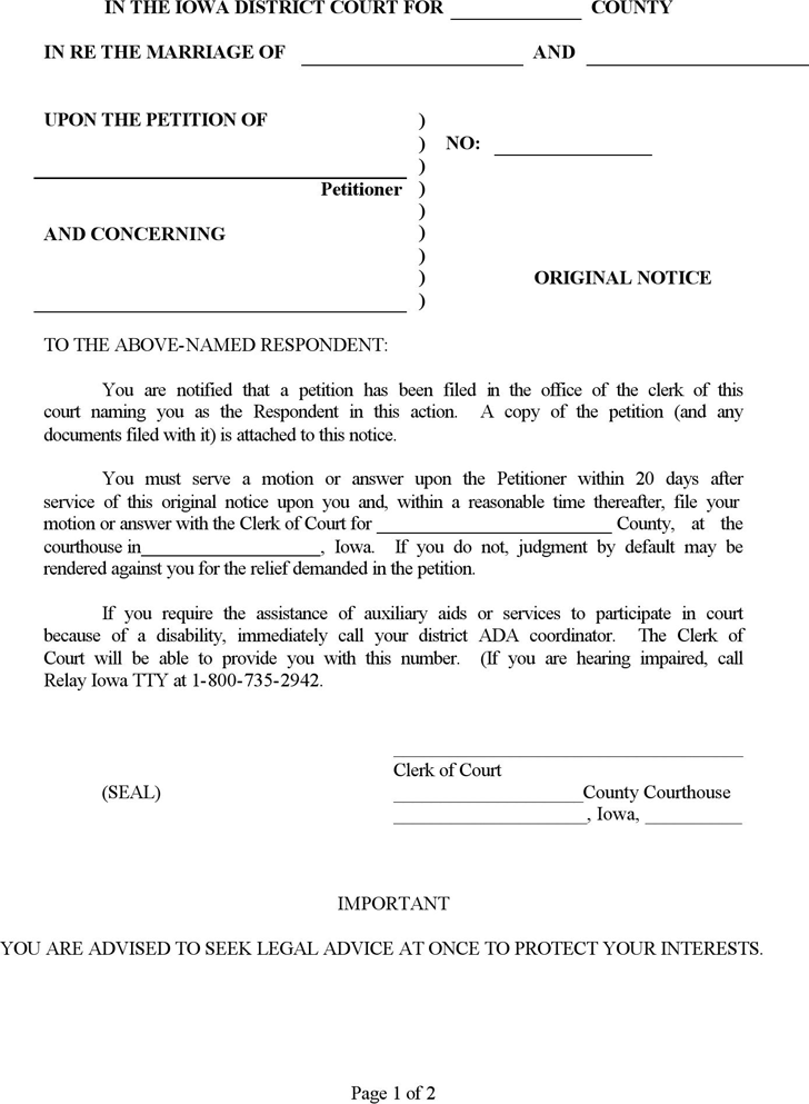 printable eviction notice iowa