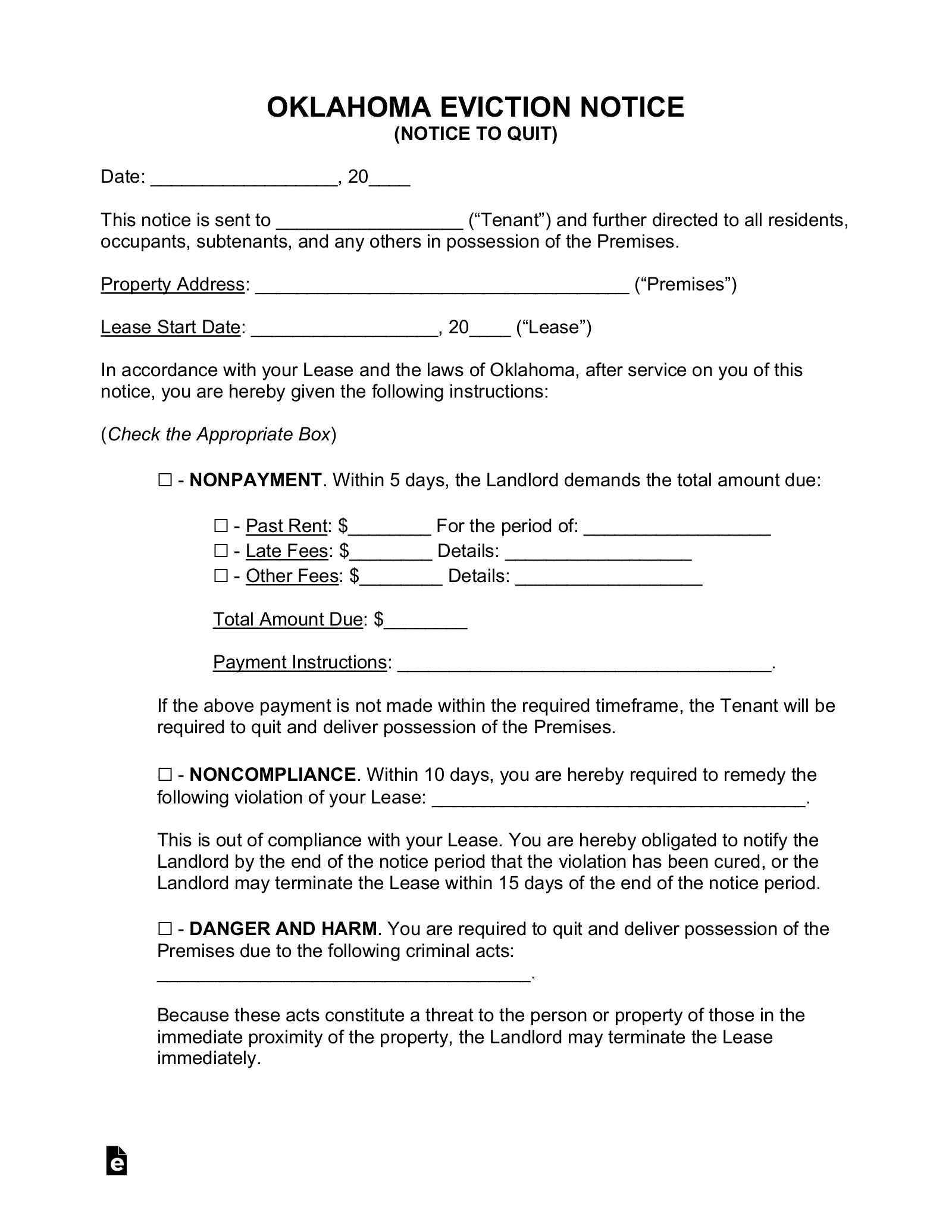 printable eviction notice oklahoma