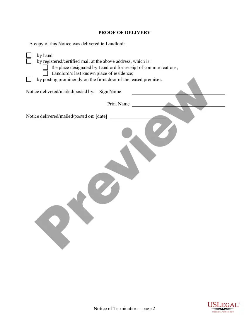Oklahoma 30 Day Notice to Terminate Month to Month Lease for ...