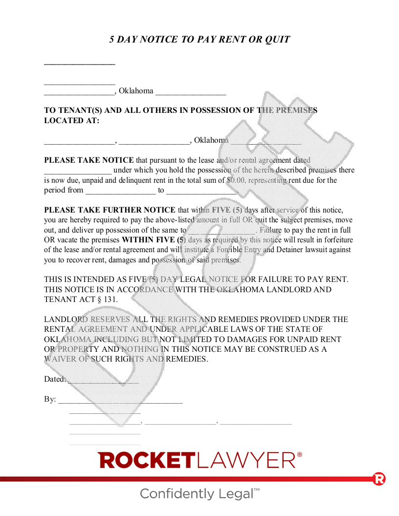 Free Oklahoma Eviction Notice Template - Rocket Lawyer