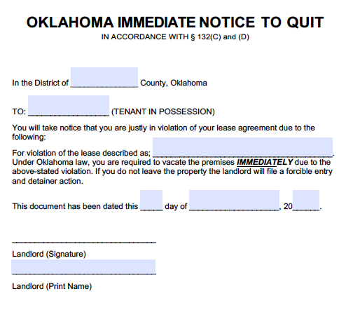 printable eviction notice oklahoma