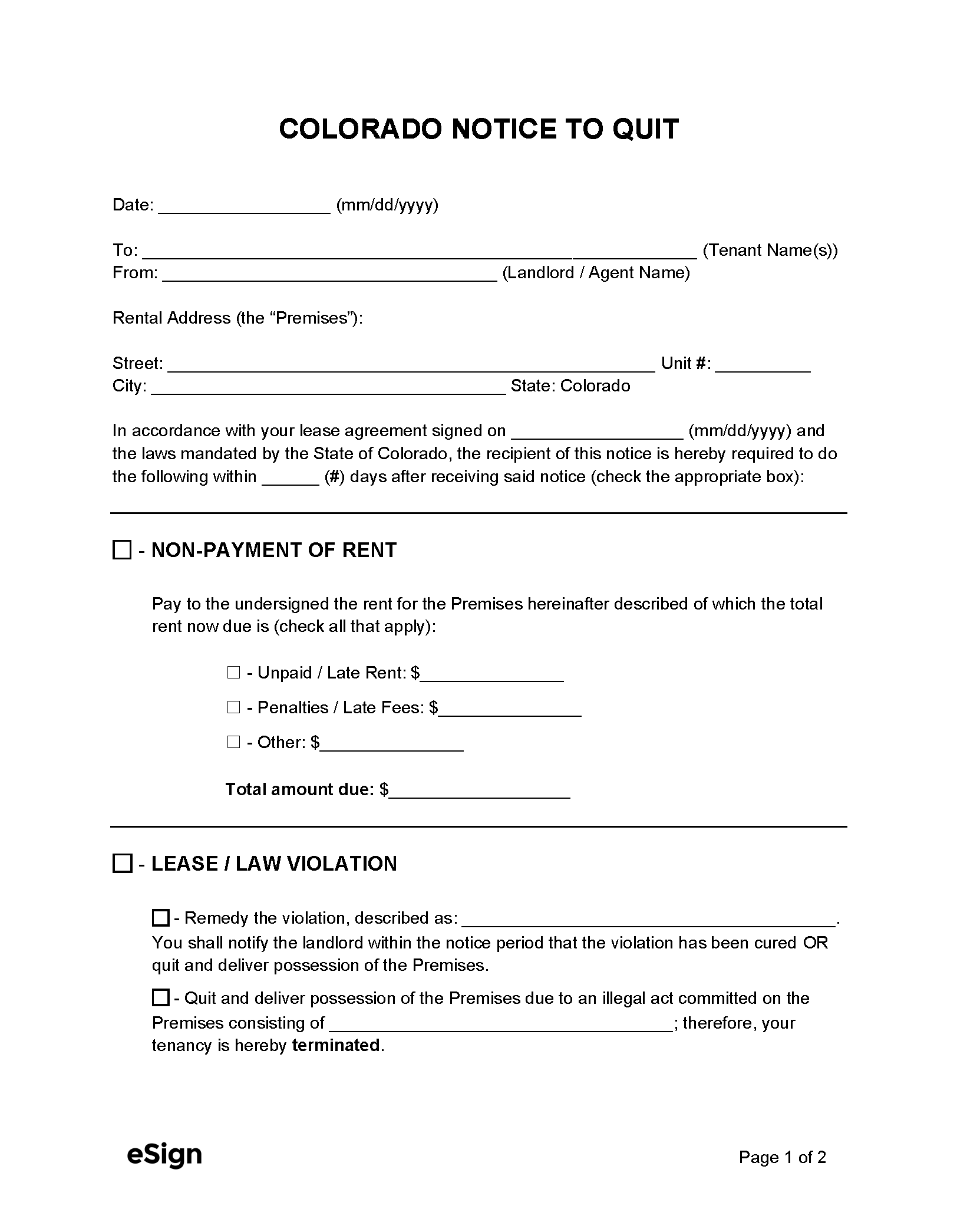 Free Colorado Eviction Notice Templates (3) | PDF | Word