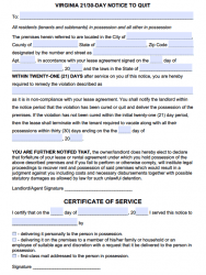 Free Virginia 21/30 Day Notice to Comply or Quit | PDF