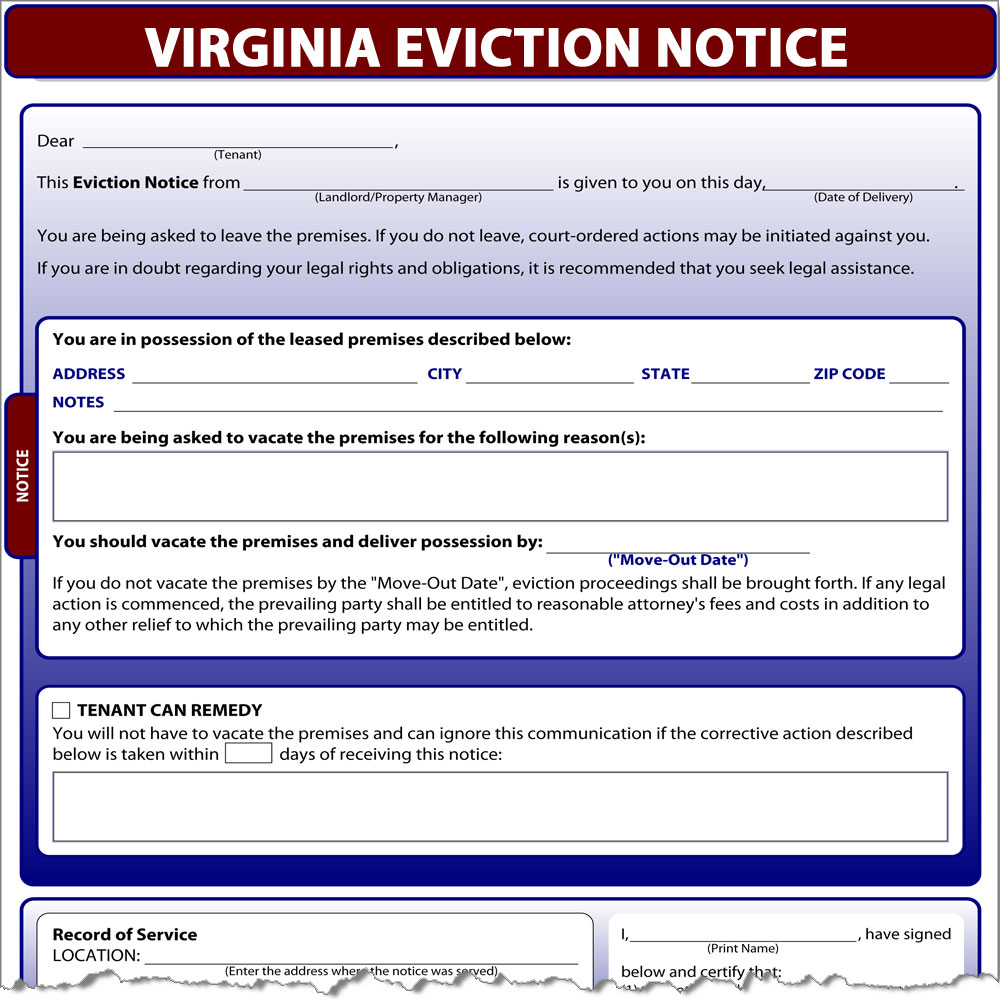 printable eviction notice virginia