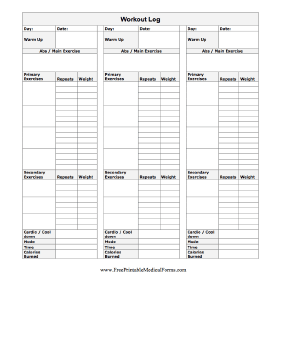 Printable Workout Log