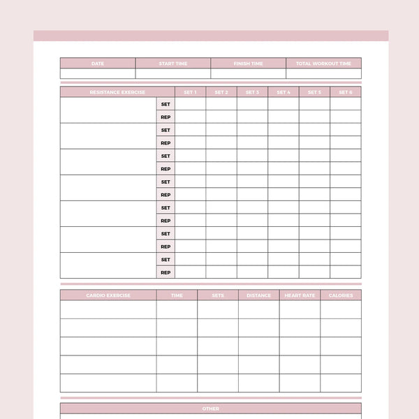 Workout Log PDF | A4 &  US Letter Sizes | Instant Download ...