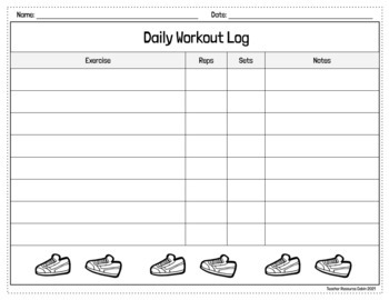 Fitness Workout Log FREEBIE (Printable and for use with Easel by TpT)