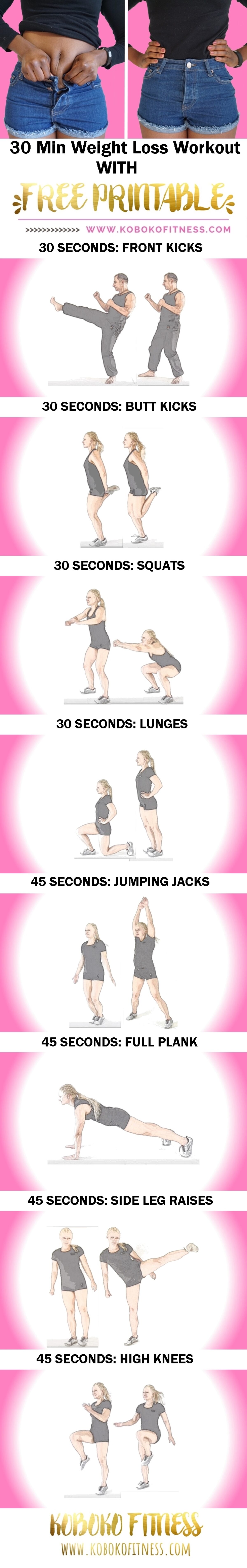 printable exercise schedule for weight loss