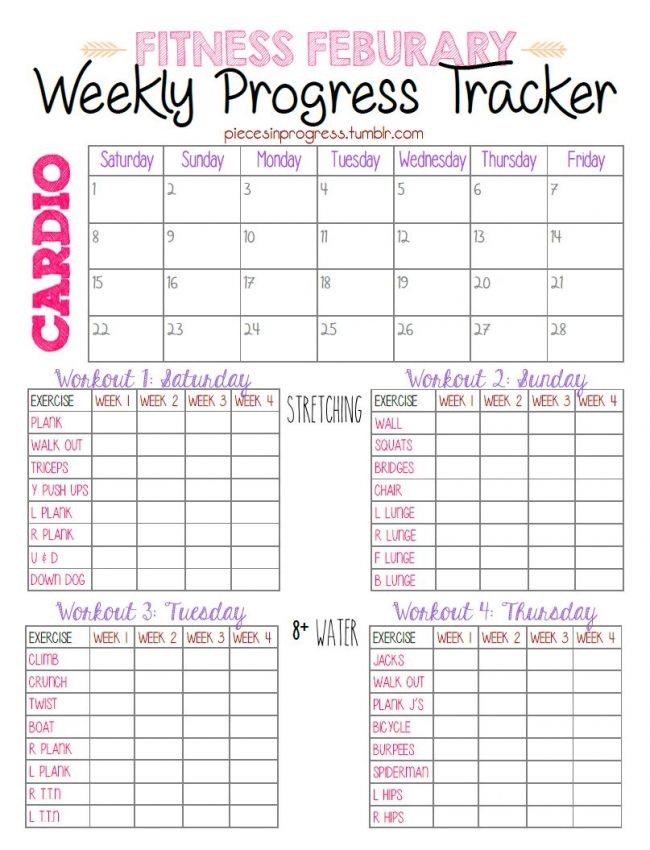 printable exercise schedule for weight loss