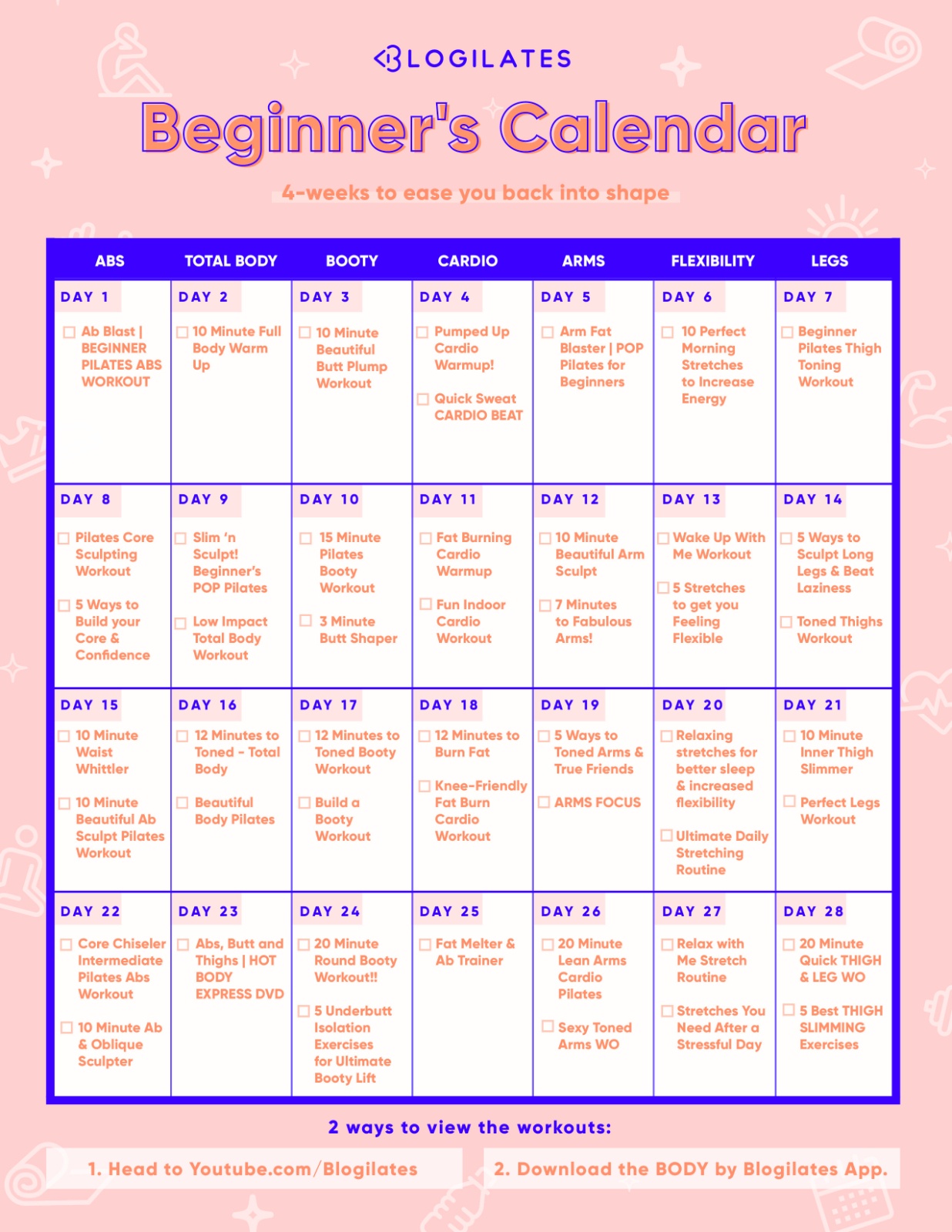 printable exercise schedule for weight loss