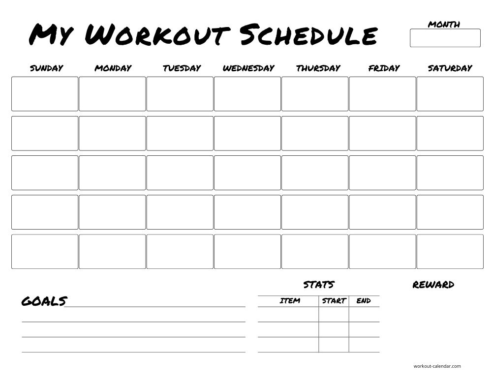 printable exercise schedule for weight loss