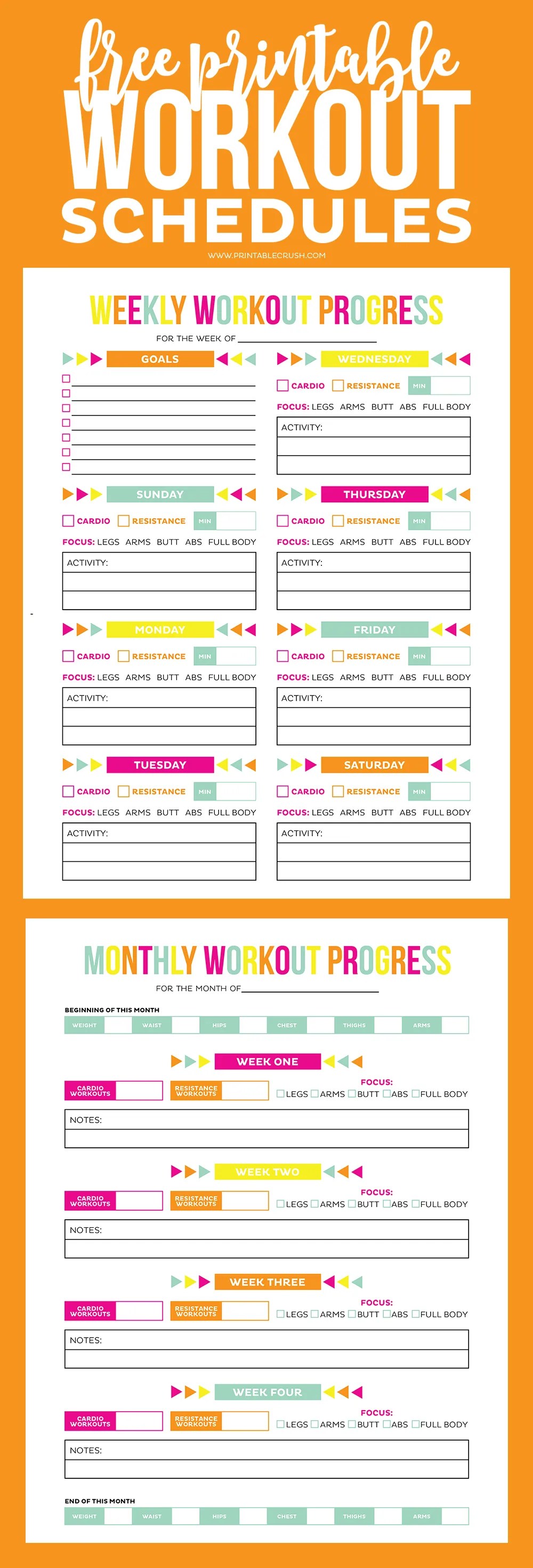 printable exercise schedule
