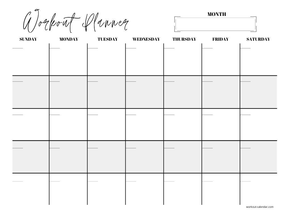 Download &  Print Beautiful Workout Calendars To Keep You On Track