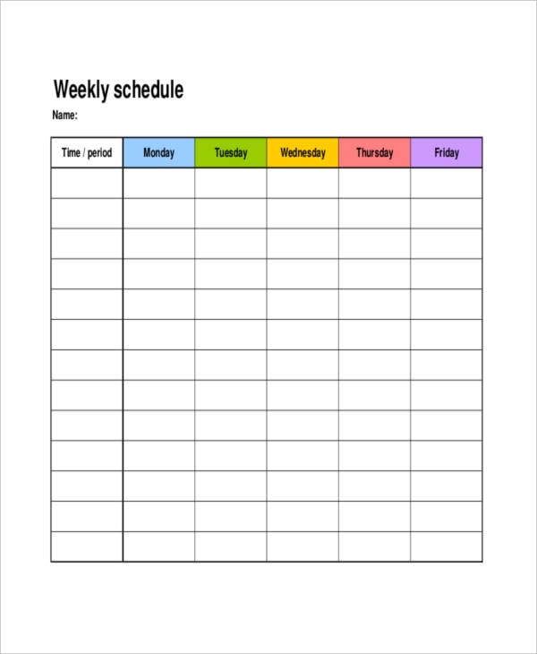 printable exercise schedule