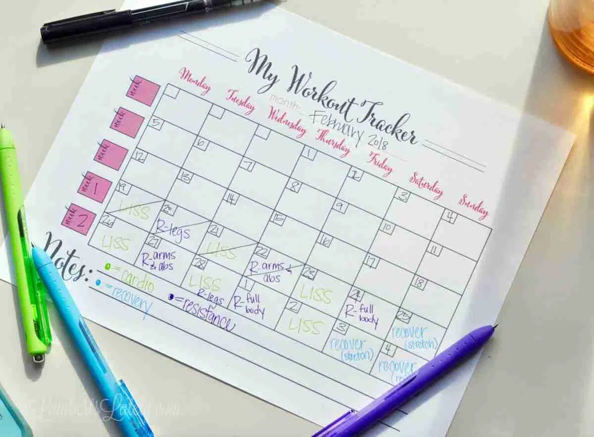Free Printable Workout Calendar | Lamberts Lately