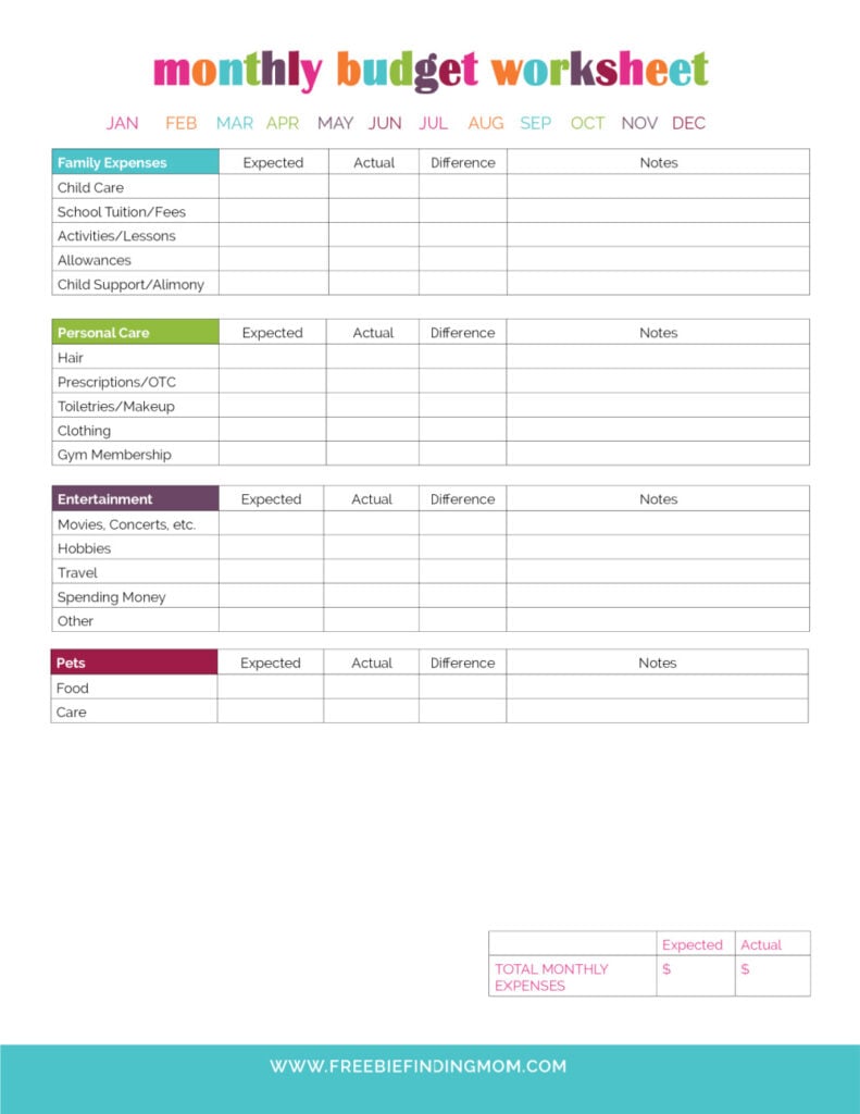 Printable Monthly Budget Planner Template - Freebie Finding Mom