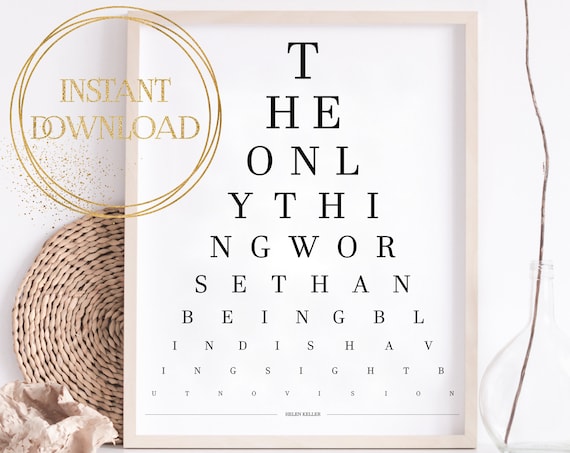 Helen Keller Quote, Eye Test Chart, Eye Exam, Printable Quote, New ...