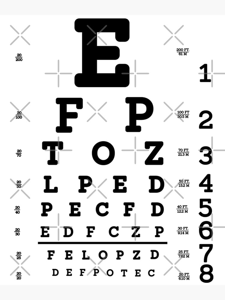 Eye Chart, Snellen Eye Chart, Wall Chart, Eye Charts for Eye Exams 20 feet  11 X 22 in.