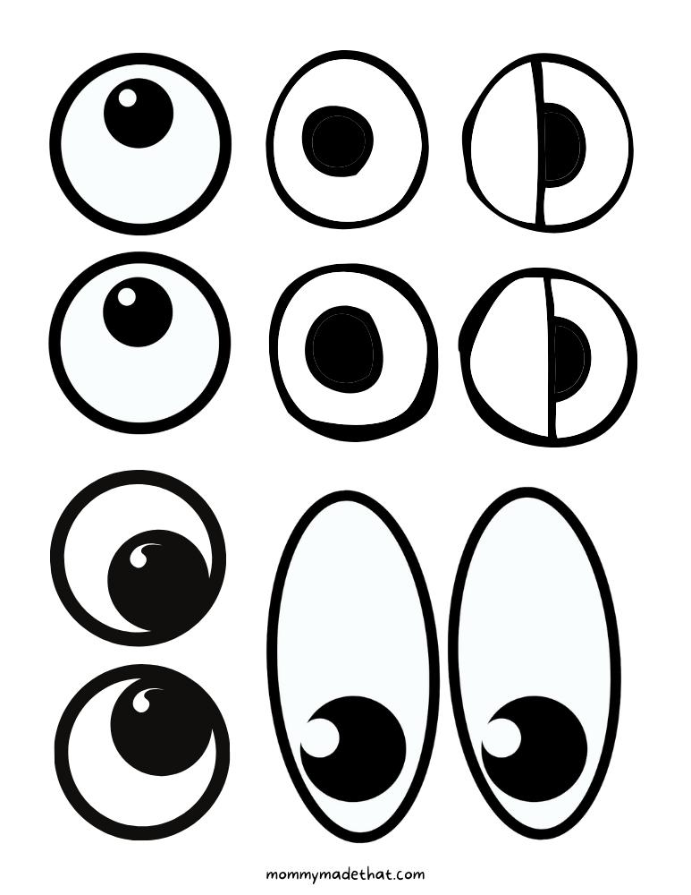 printable eyes black and white