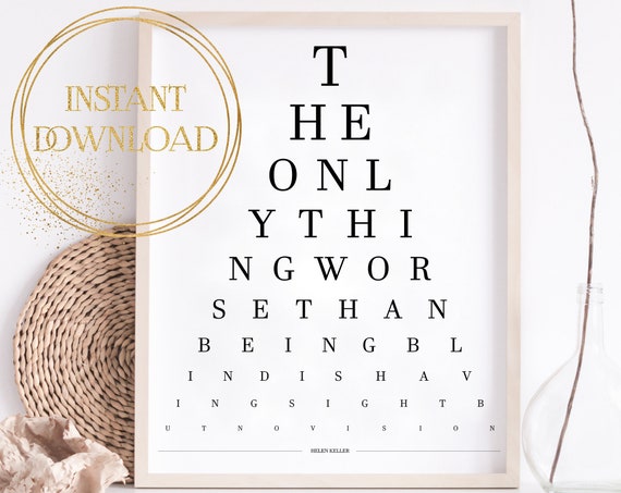 Helen Keller Quote, Eye Test Chart, Eye Exam, Printable Quote, New ...