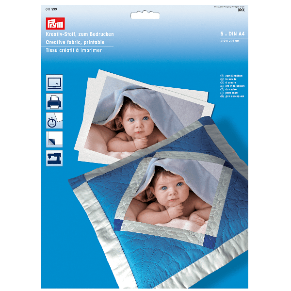 Photo Printable Fabric Pack - 5 x A4 Poplin Sheets (21.5cm x 27.9 ...