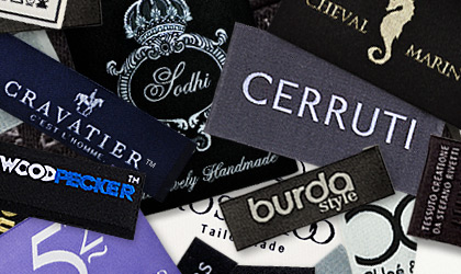 Woven and printed garment labels, size tags, patches