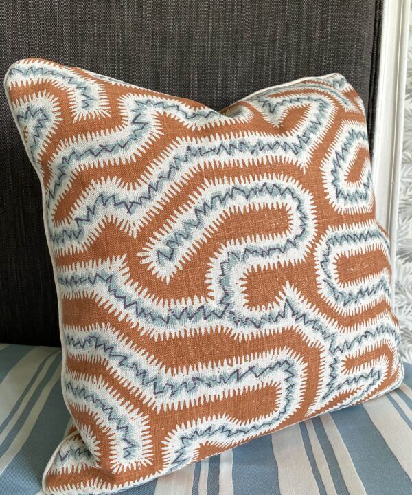 Blue and red cushion in Moorish print - Telescope Style