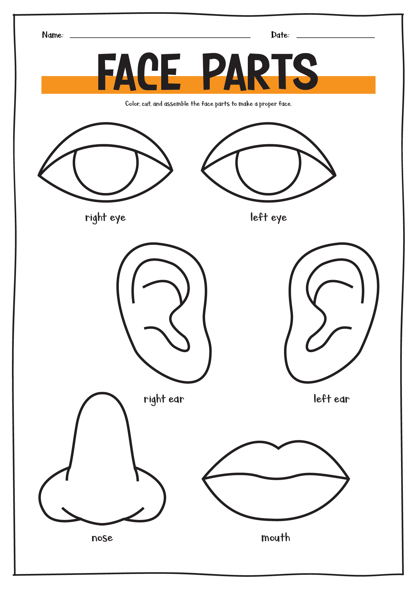 parts-of-the-face-worksheets-15-worksheets-com-worksheets-library for Free Printable Face Parts Cutouts Parts of the Face Worksheets - 15 Worksheets.com - Worksheets Library for Free Printable Face Parts Cutouts
