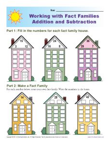 printable fact family worksheet