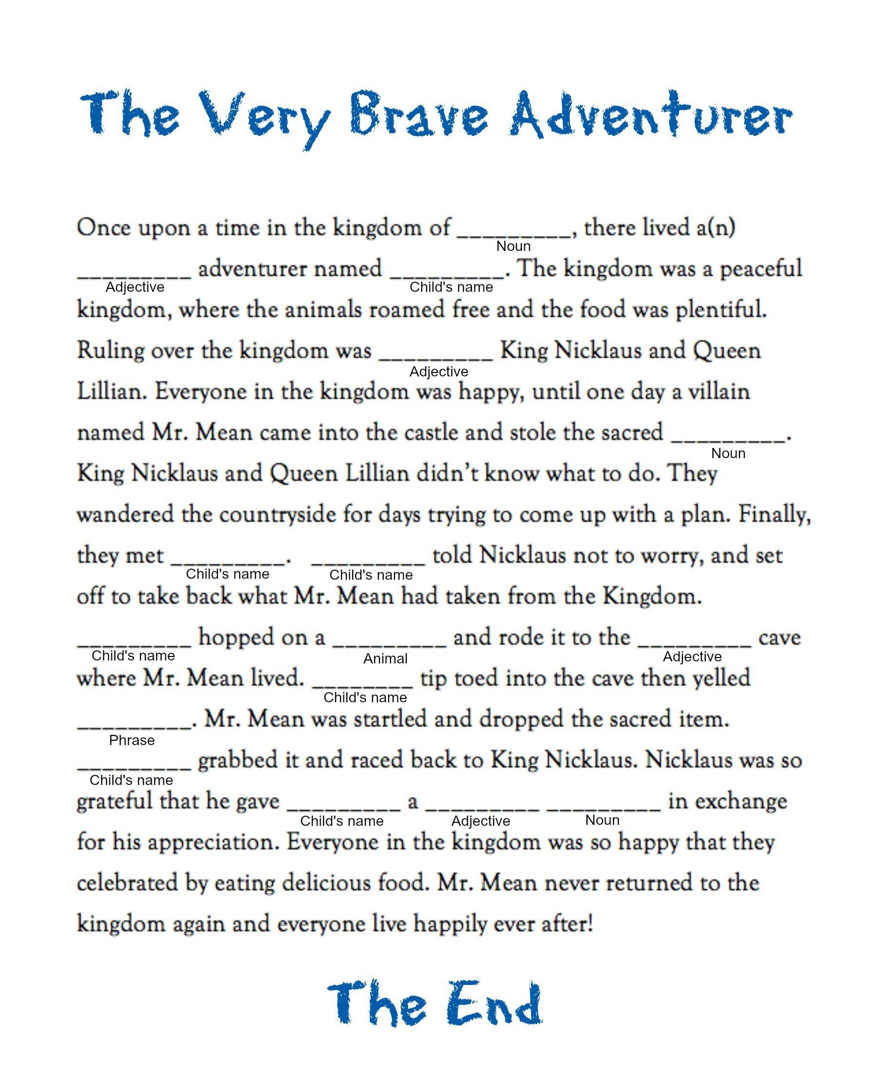printable fairy tale mad libs