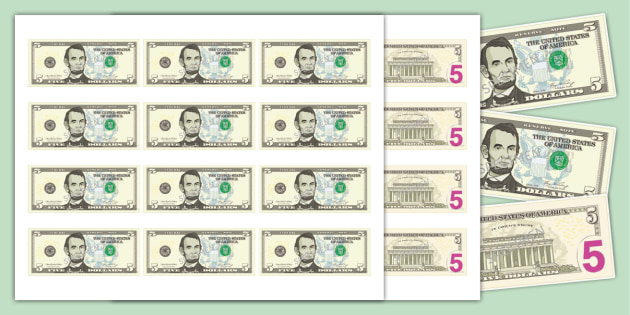 5 Dollar Bill Template | Math Resources | Twinkl USA