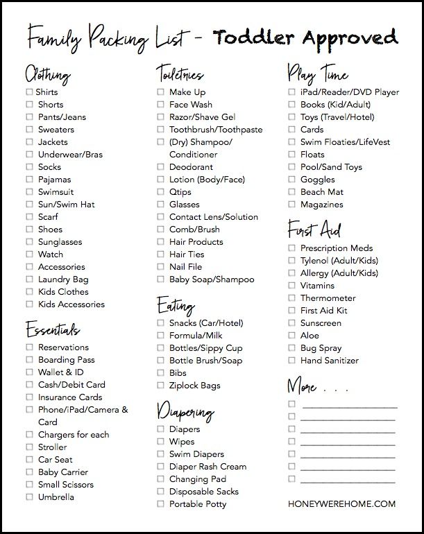 printable family beach packing list