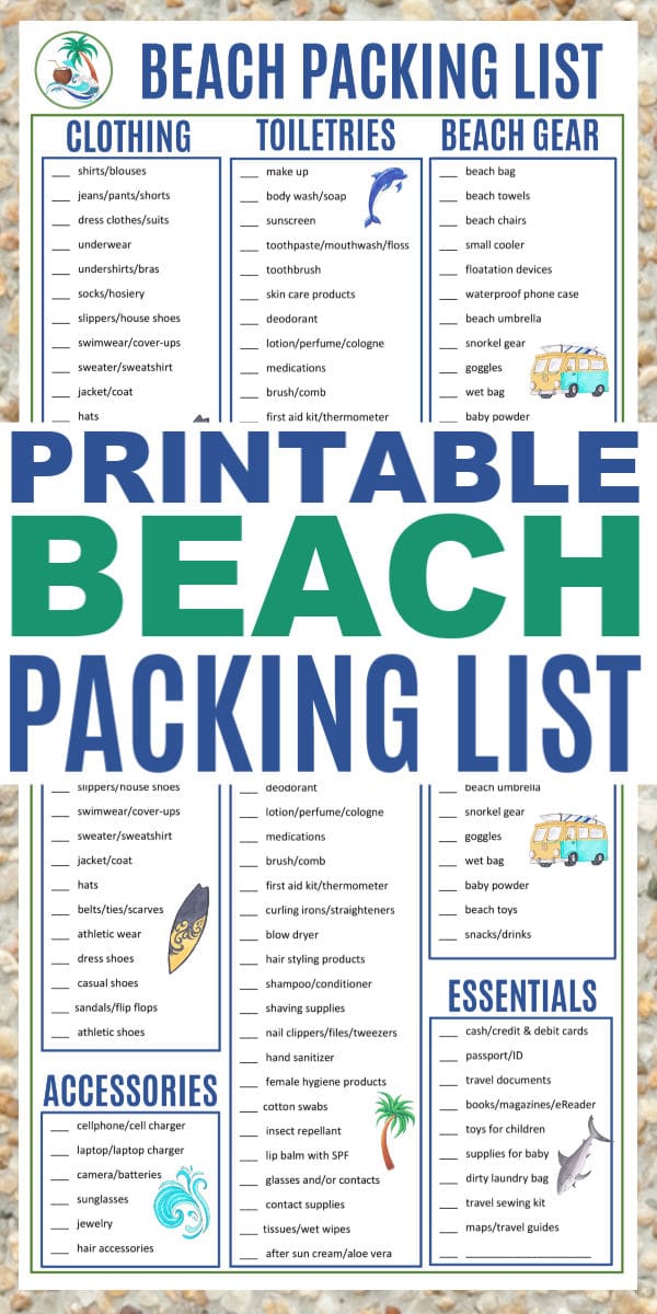 printable family beach packing list