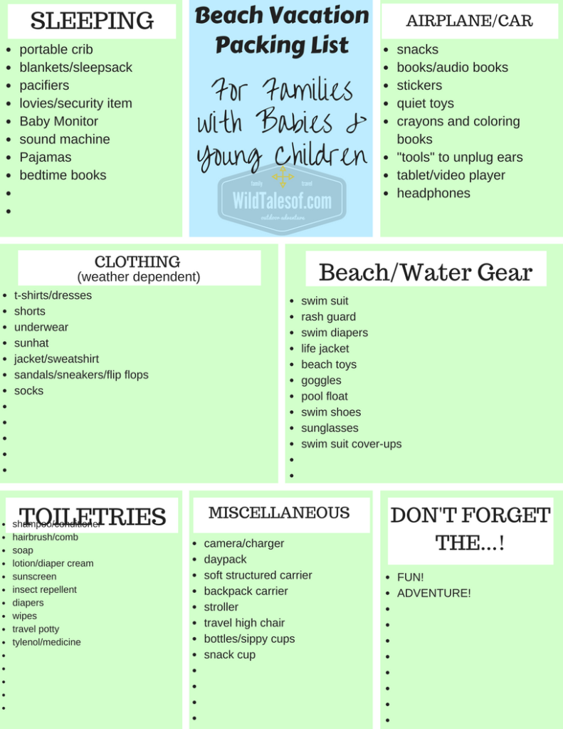 Beach Vacation Packing List for Babies and Young Children ...