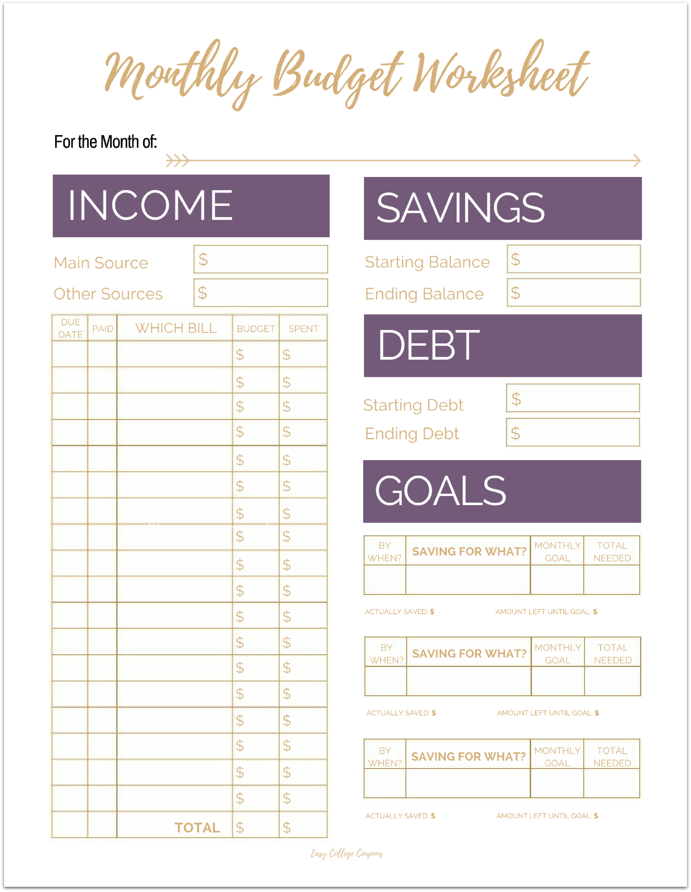 printable family budget worksheet
