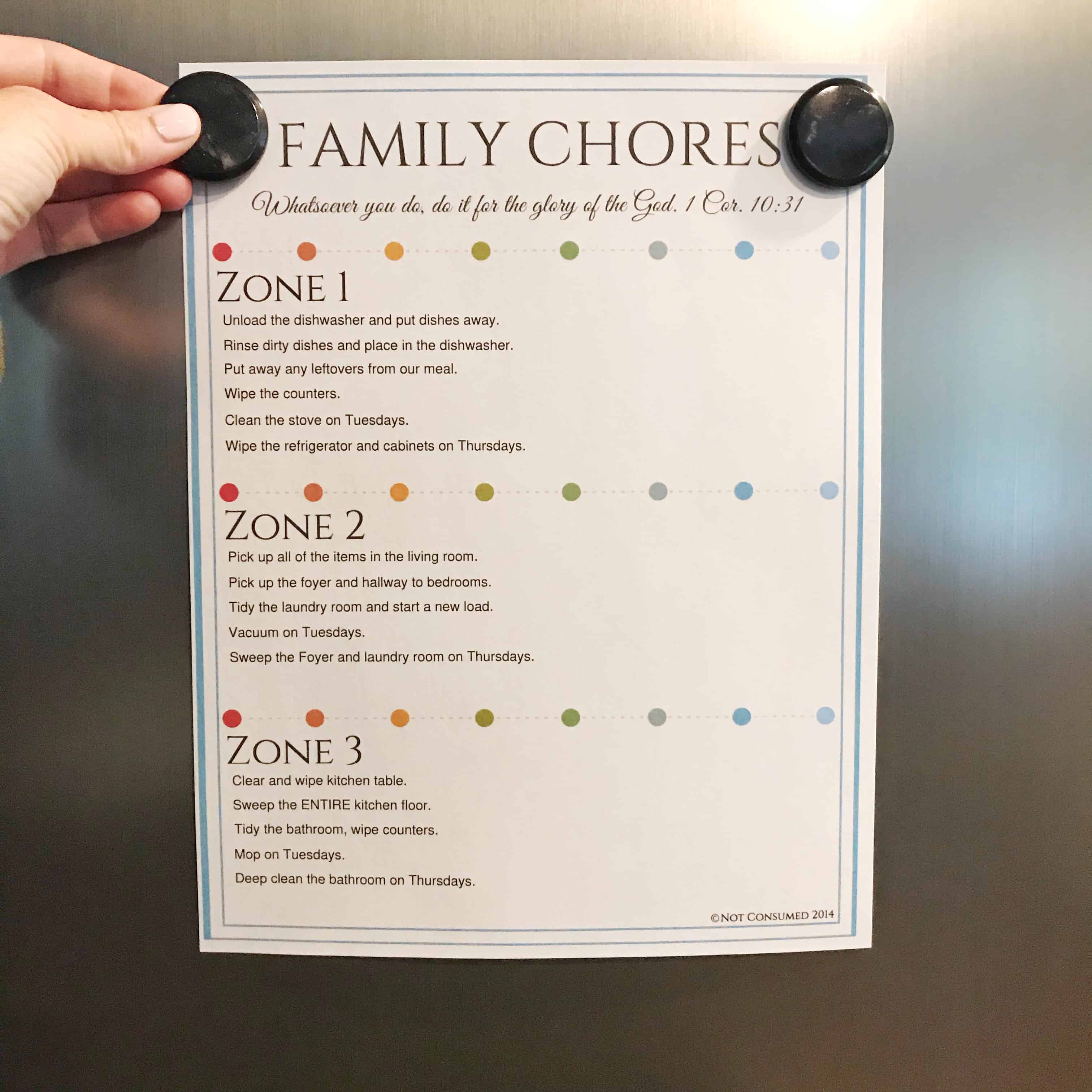 Family Chore Chart Printable for Household Management