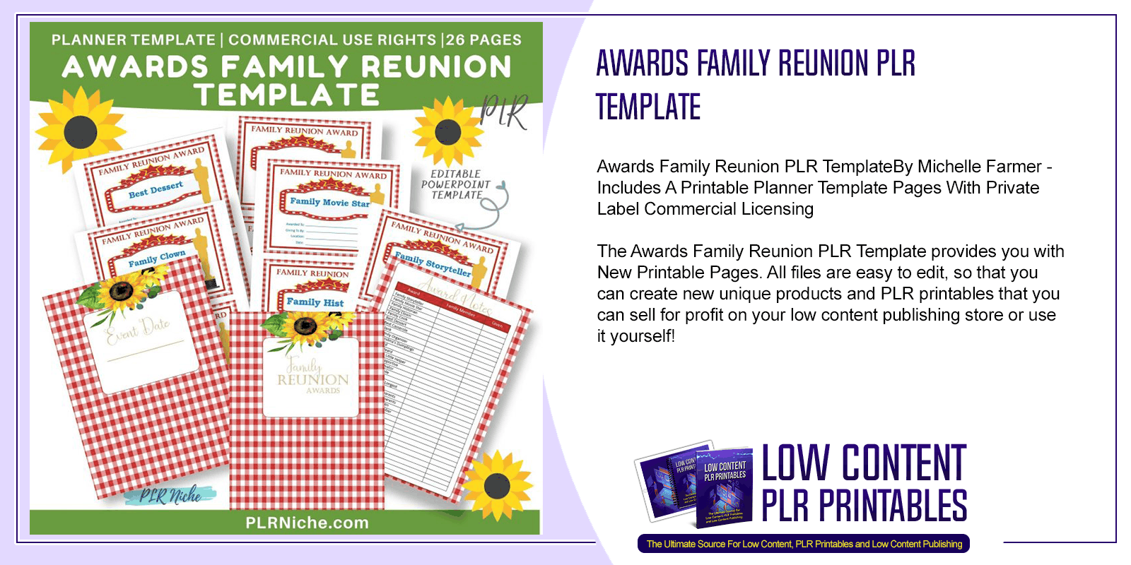 Family Reunion Planner PLR | PLR Printable Planner Pages | PLR Pages