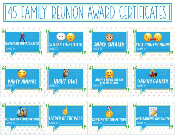 Family Reunion Award Certificates Emoji Themed Awards Emoji Family ...