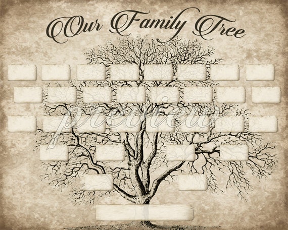Vintage 5 Generation Family Tree Print Template Instant Download ...