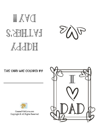 printable fathers day card to color