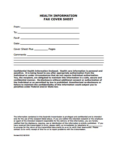 printable fax cover sheet medical
