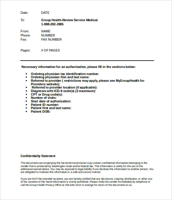 Medical Fax Cover Sheet - 10+ Examples, Format, Pdf