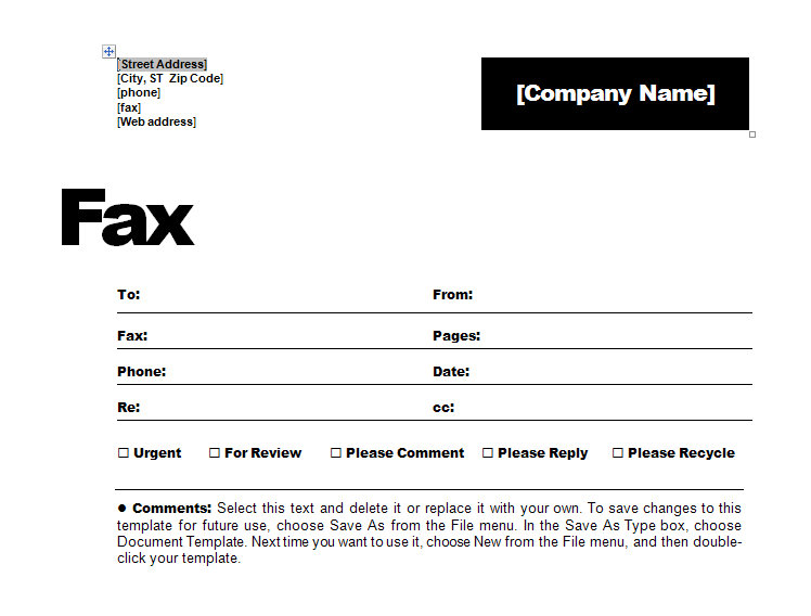 printable fax cover sheet microsoft word