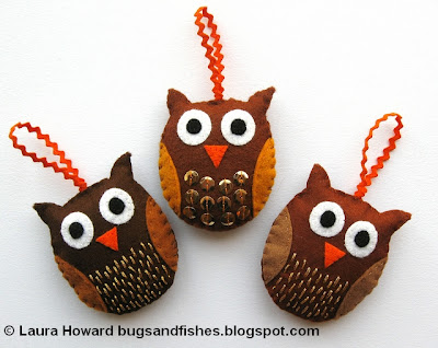 Felt Owl Ornaments - Bugs and Fishes by Lupin: How To