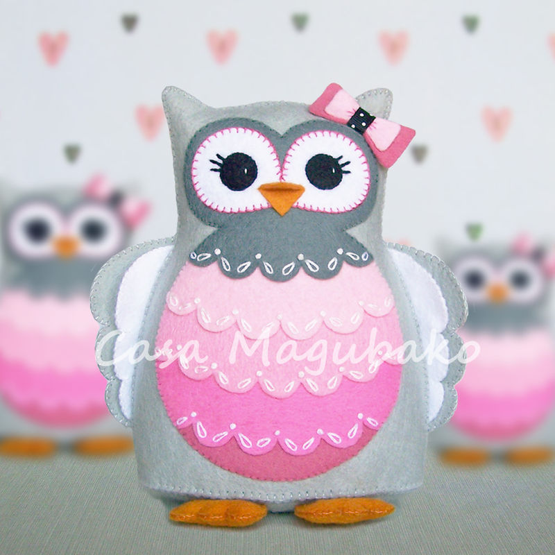 Felt Owl Pincushion Digital Pattern - PDF File - Owl Soft Toy - Owl Ornament