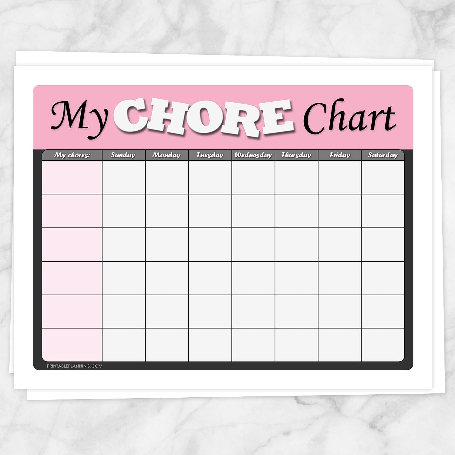 printable fill in chore charts