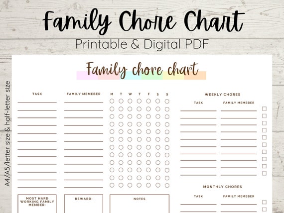 printable fill in chore charts