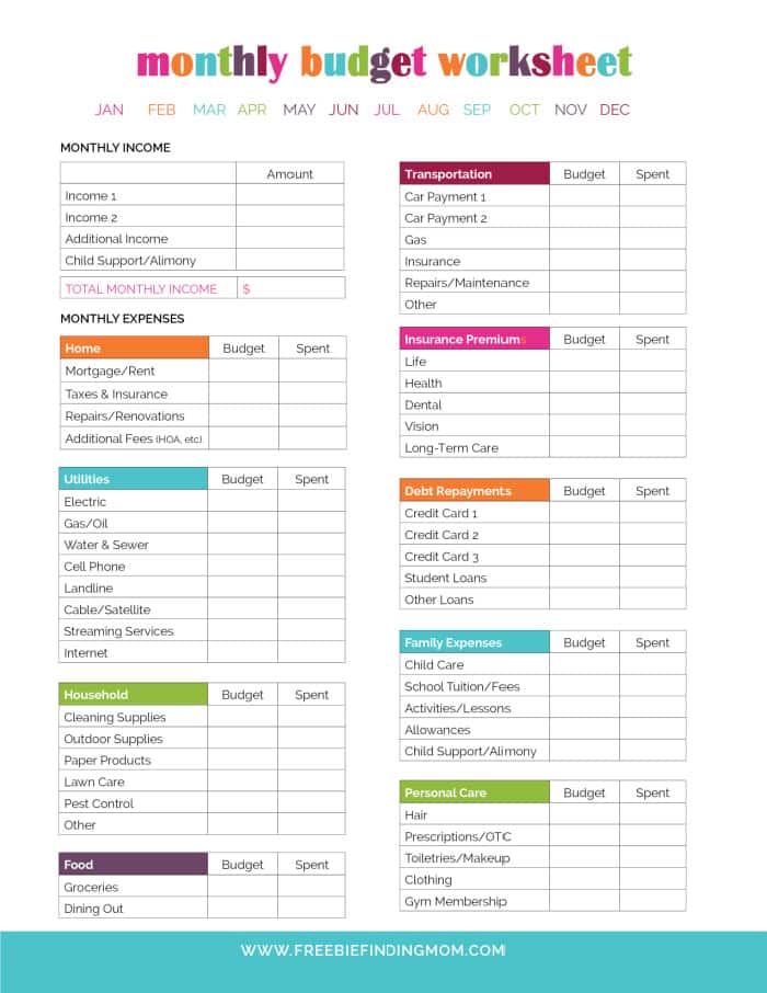 Free Household Budget Worksheet PDF Printable - Freebie Finding Mom
