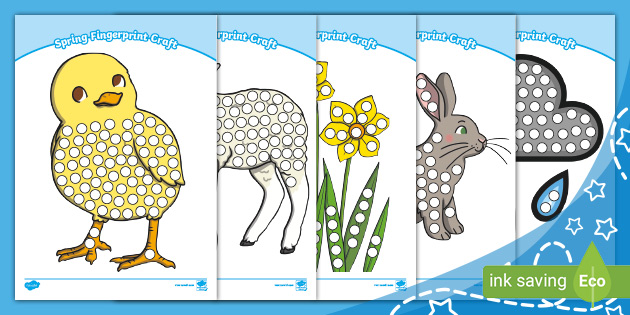 Spring Fingerprint Art Activity (teacher made) - Twinkl